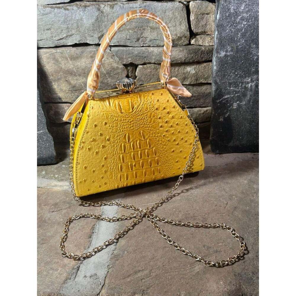 Yellow Alligator Style Clutch Fashion F 636
